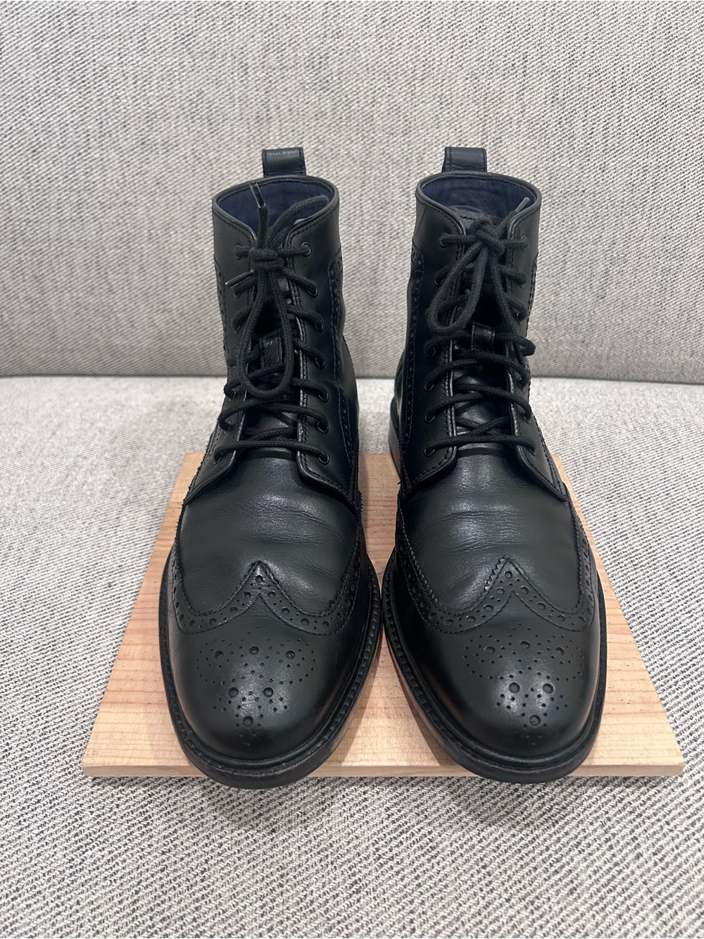 Cole Haan Black Leather Brogue Chukka Boots